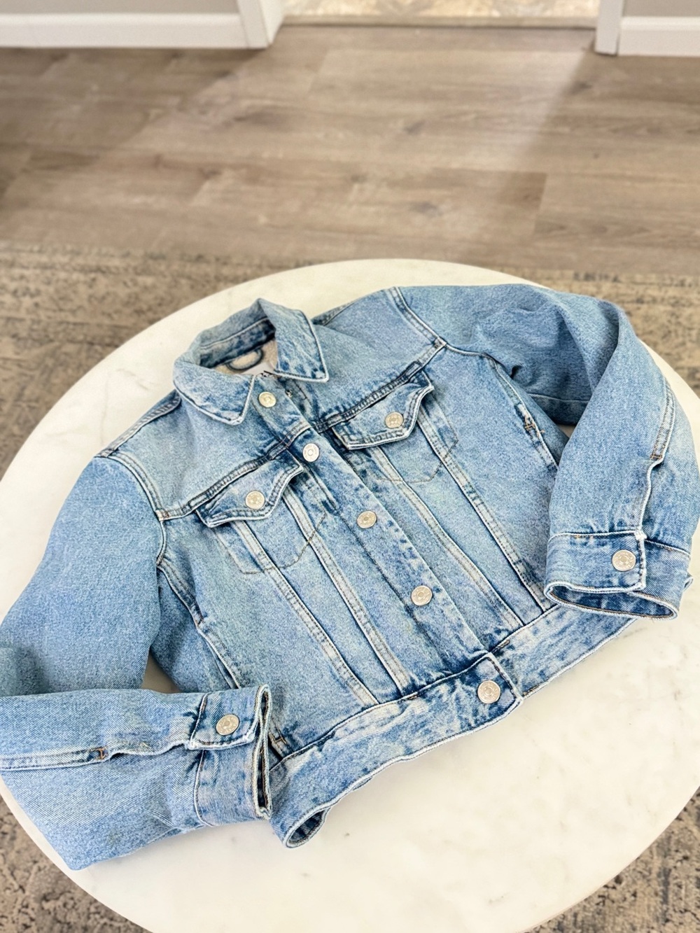 Zara Light Blue Denim Sherpa Jacket - Picture 6 of 7